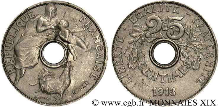 Essai de 25 centimes Coudray, petit module 1913 Paris VG.4752  AU 