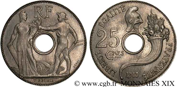 Essai de 25 centimes de Peter, grand module 1913  VG.4758  MS 