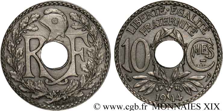 Essai - Piéfort de 10 Centimes Lindauer en cupro-nickel 1914  F.137/1P SC 