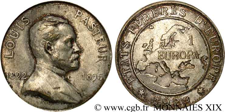 1 europa en bronze argenté 1928  Maz.2619  SUP 
