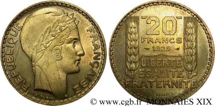 Essai de 20 francs Turin 1929 Paris VG.5242  VZ 