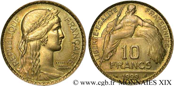 Concours de 10 Francs, essai de Bénard en bronze-aluminium 1929 Paris VG.5227  SUP 