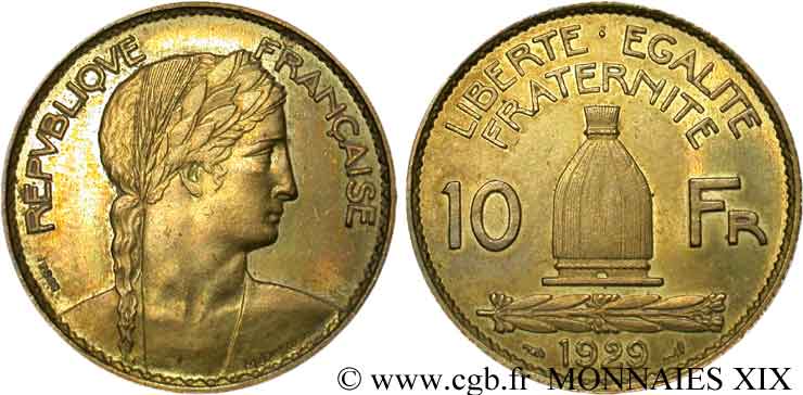 Concours de 10 Francs, essai de Delannoy en bronze-aluminium 1929 Paris VG.5228  SUP 