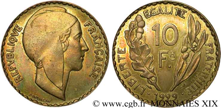 Concours de 10 Francs, essai de Popineau en bronze-aluminium 1929 Paris VG.5232  SPL 