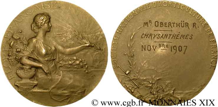 TROISIÈME RÉPUBLIQUE Médaille Or 27, Prix de la Société nationale d’horticulture SPL