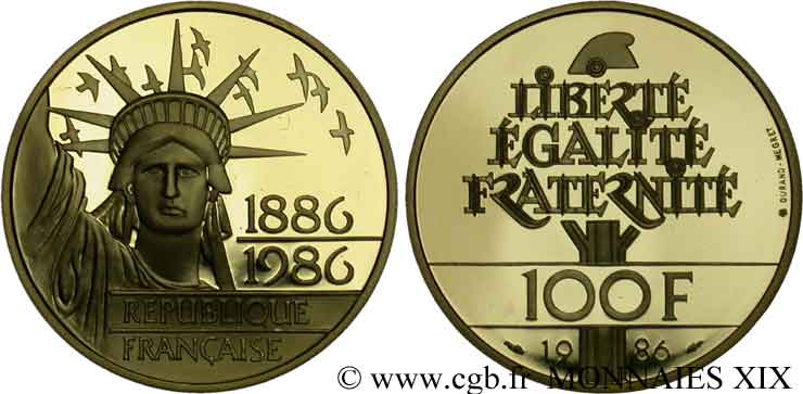 100 francs or statue de la Liberté 1986 Pessac F.1602 2 MS 