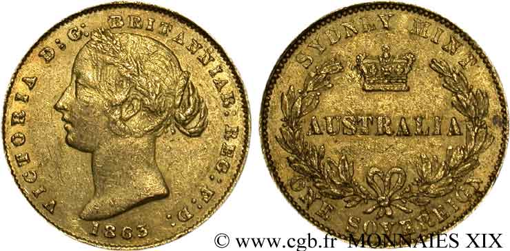 AUSTRALIA - VICTORIA Souverain, (sovereign) 1863 Sydney XF 