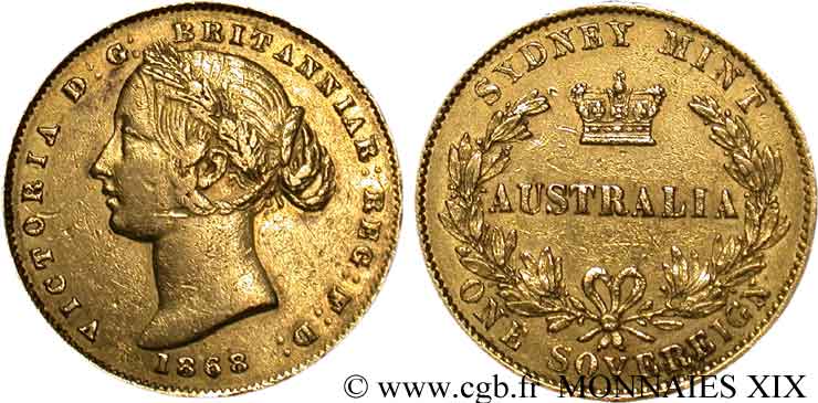 AUSTRALIE - VICTORIA Souverain, (sovereign) 1868 Sydney SS 
