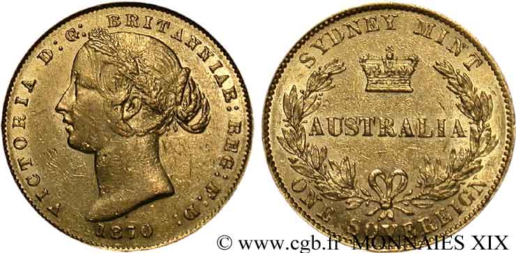 AUSTRALIE - VICTORIA Souverain, (sovereign) 1870 Sydney MBC 