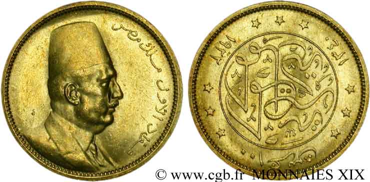 ÉGYPTE - ROYAUME D ÉGYPTE - FOUAD Ier 100 piastres, or jaune AH 1340 = 1922  EBC 