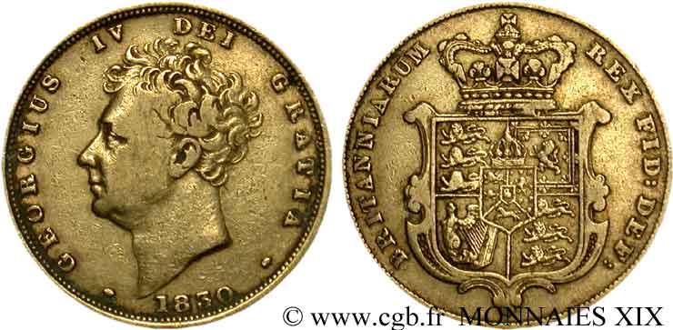 GREAT BRITAIN - GEORGE IV Souverain, (sovereign) 1830 Londres VF 