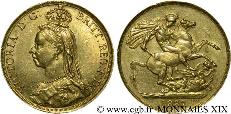 GRAN BRETAGNA - VICTORIA Two pounds (2 livres),  Jubilee head  1887 Londres BB 