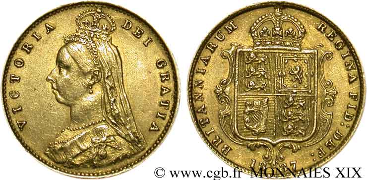 GRAN BRETAGNA - VICTORIA Demi-souverain, (half sovereign)  Jubilee head  1887 Londres BB 