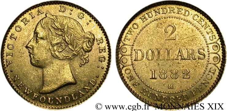 NEWFOUNDLAND (NEW FOUNDLAND) - VICTORIA 2 dollars 1882  AU 