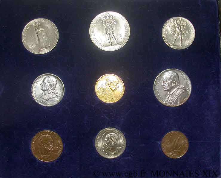 VATICANO - PIE XI (Achille Ratti) Coffret de 9 monnaies 1936 Rome MS 