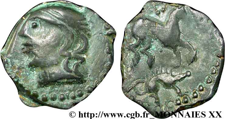 GALLIA - CARNUTES (Regione della Beauce) Bronze au cheval et au sanglier AU