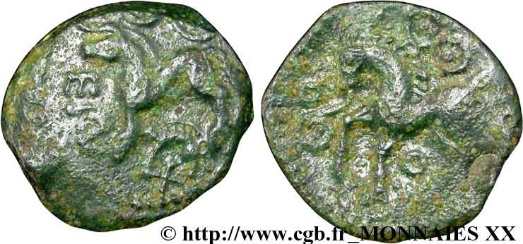 GALLIA - AULERCI EBUROVICES (Area of Évreux) Bronze EPL au cheval et au sanglier enseigne XF