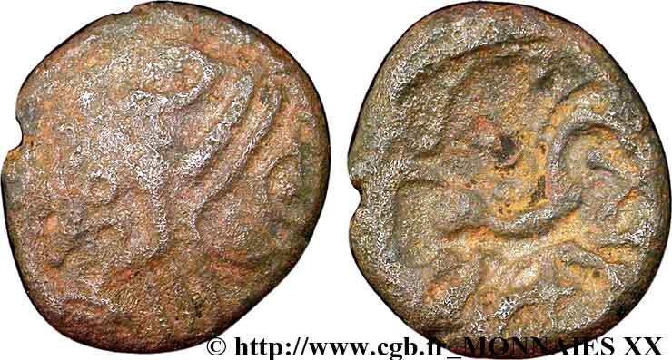 AMBIANI (Area of Amiens) Bronze du type du denier scyphate BN. 8500 VF/XF