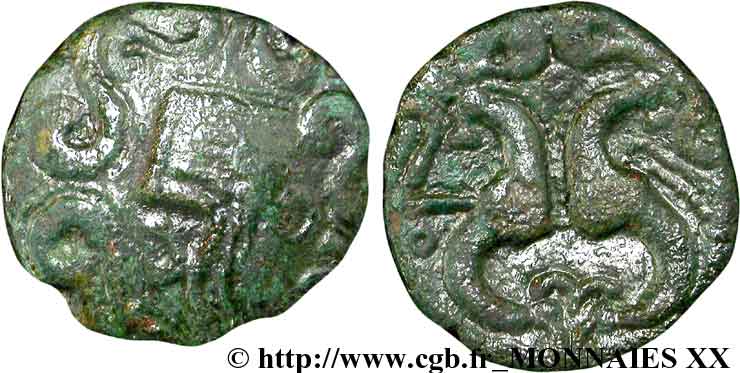 GALLIA BELGICA - AMBIANI (Regione di Amiens) Bronze aux hippocampes adossés, BN 8526 AU
