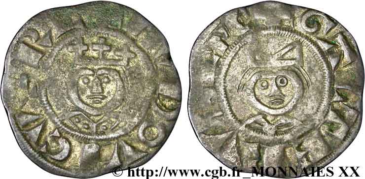 LUIGI VII  THE YOUNG  Denier c. 1151-1174 Laon VF