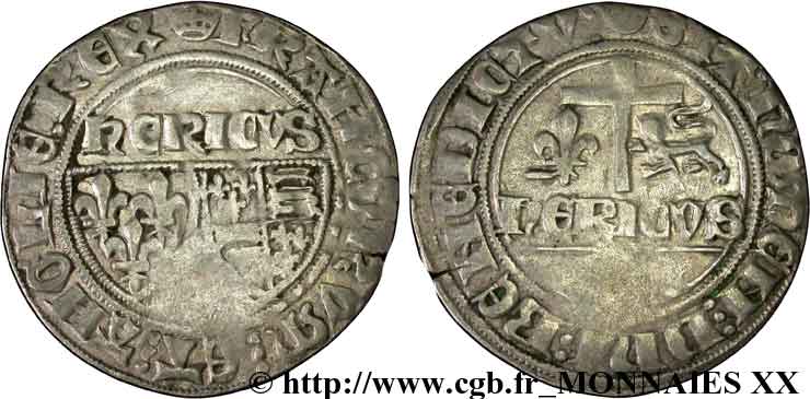 HENRY VI DE LANCASTRE - ROI DE FRANCE (1422-1453) - ROI D ANGLETERRE (1422-1461) et (1470-1471) Blanc aux écus 23/11/1422 Paris TTB