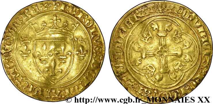 CHARLES VII  THE WELL SERVED  Écu d or à la couronne ou écu neuf 26/05/1447 Tournai BC+