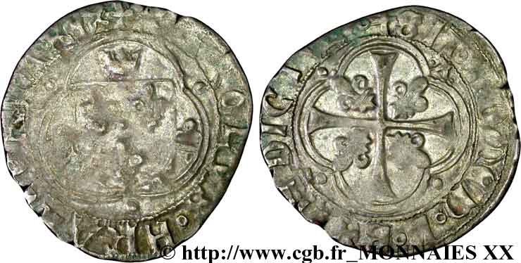 CHARLES VIII Blanc à la couronne de Provence après 1491 Aix-en-Provence TB/TTB