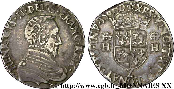 CHARLES IX. MONNAYAGE AU NOM DE HENRI II Teston du Dauphiné à la tête nue 1561 Grenoble TTB