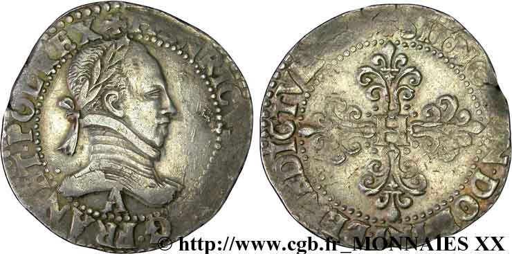 HENRI III Franc au col plat 157[6 ?] Paris TTB