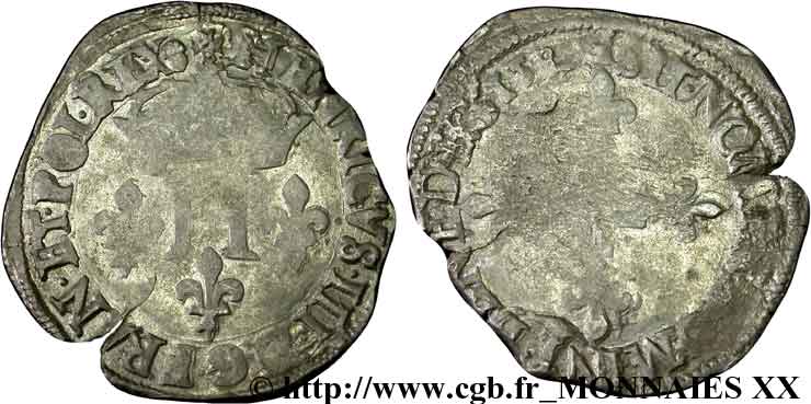 HENRI III Double sol parisis, 2e type 1585 Angers TTB+/TB