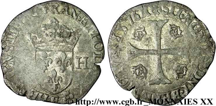 HENRY III Douzain, 1er type 1576 Tours BC+