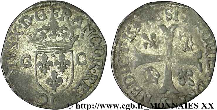 CHARLES X, CARDINAL OF BOURBON Douzain aux deux C, 2e type 1594 Riom AU/XF