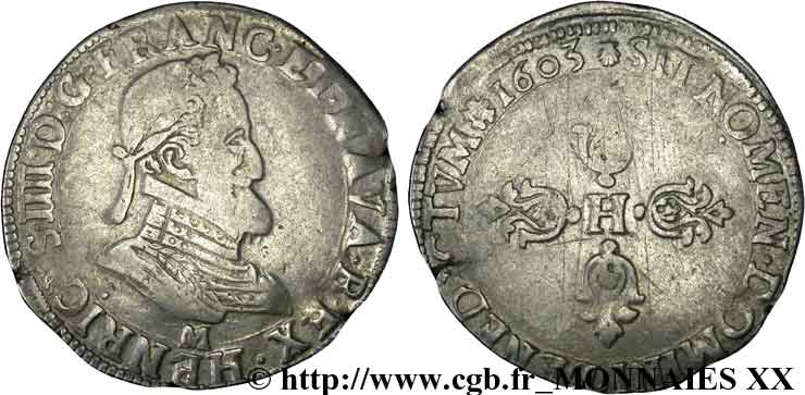 HENRI IV LE GRAND Demi-franc, type de Toulouse 1603 Toulouse TB+