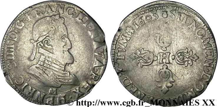 HENRY IV Demi-franc, type de Toulouse 1603 Toulouse BC+