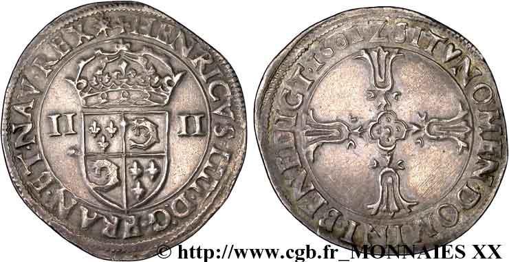 HENRI IV LE GRAND Quart d écu du Dauphiné 1601 Grenoble TTB+/SUP