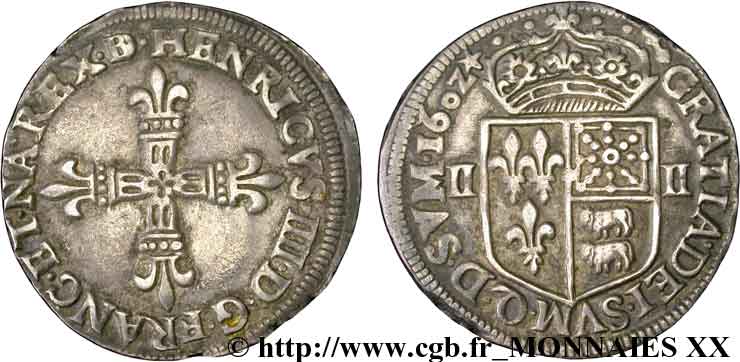 HENRI IV LE GRAND Quart d écu de Béarn 1602 Pau TTB+