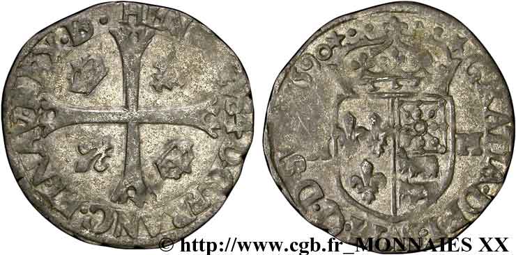 HENRY IV Douzain de Béarn, 1er type 1590 Morlaàs BB