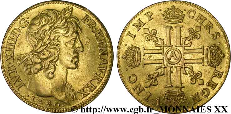 LOUIS XIII  Double louis d or aux huit L (effigie de Jean Warin) 1640 Paris, Monnaie du Louvre MBC