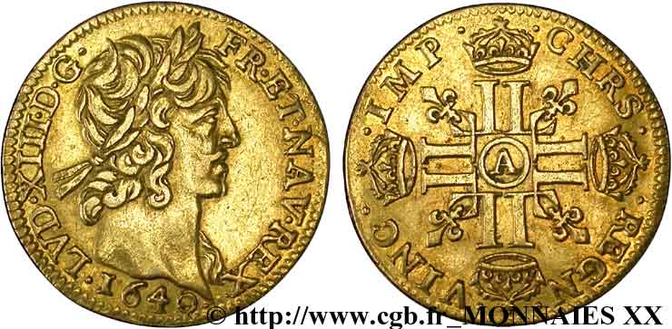 LOUIS XIII  Demi-louis d or aux huit L (effigie de Jean Warin) 1640 Paris, Monnaie du Louvre VZ