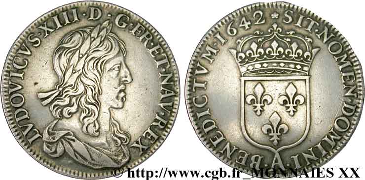 LOUIS XIII Demi-écu, buste drapé (1er buste de Jean Warin) 1642 Paris, Monnaie de Matignon AU
