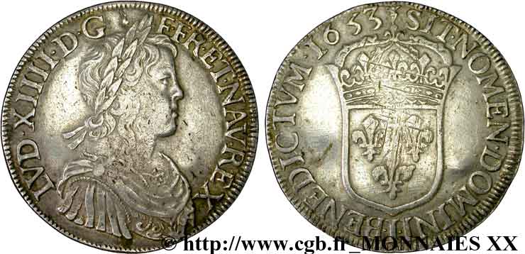 LOUIS XIV LE GRAND OU LE ROI SOLEIL Écu à la mèche longue 1653 Limoges TTB+