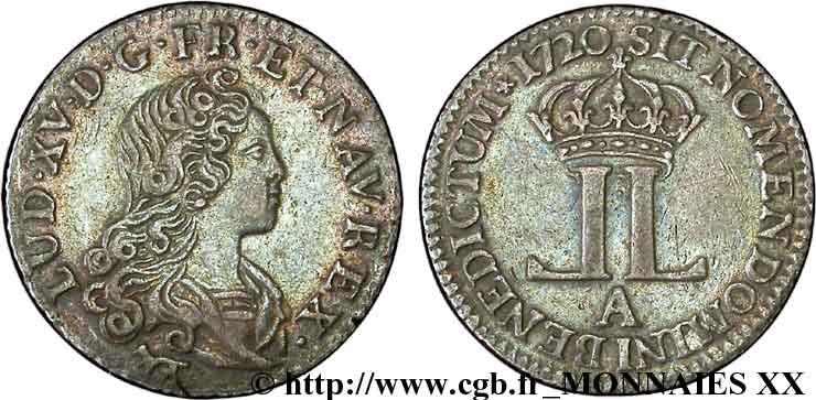 LOUIS XV  THE WELL-BELOVED  Livre d argent dite “de la Compagnie des Indes” 1720 Paris MBC+