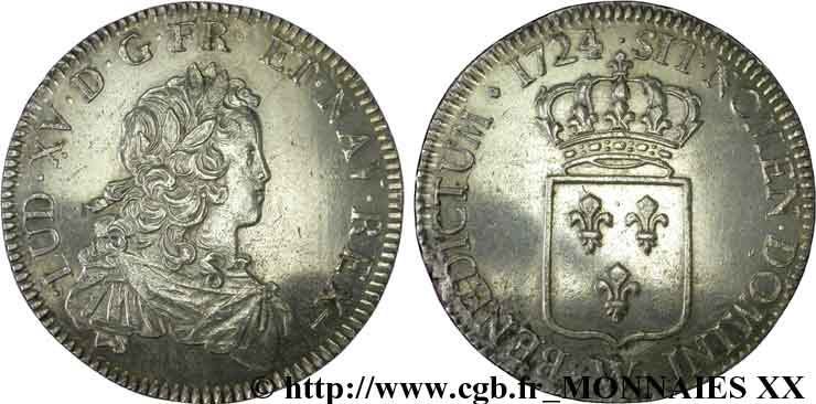 LOUIS XV  THE WELL-BELOVED  Écu de France 1724 Lille EBC