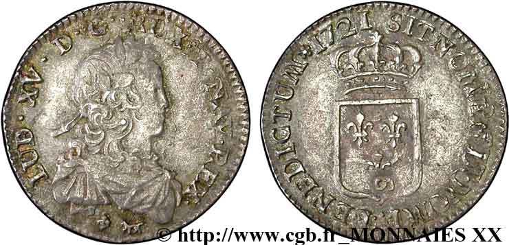 LOUIS XV DIT LE BIEN AIMÉ Sixième d&nbsp;écu de France 1721 Paris TTB