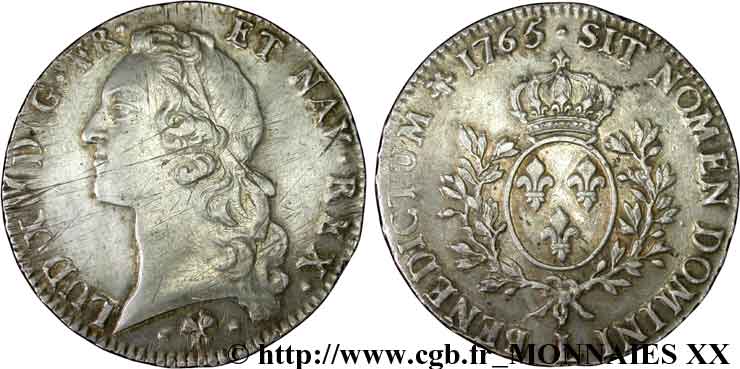 LOUIS XV  THE WELL-BELOVED  Écu dit “au bandeau” 1765 Bayonne BB/q.SPL
