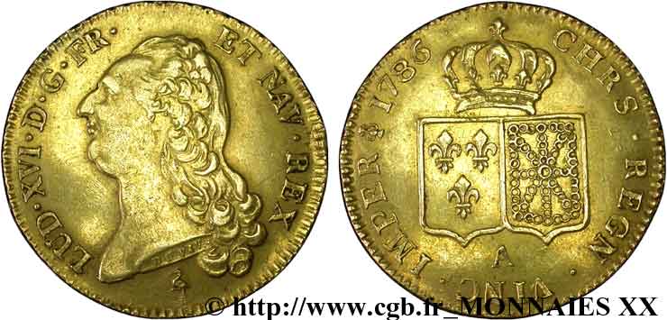 LOUIS XVI Double louis d’or aux écus accolés 1786 Paris XF/AU