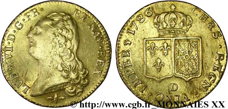 LOUIS XVI Double louis d’or dit “aux écus accolés” 1786 Lyon TTB