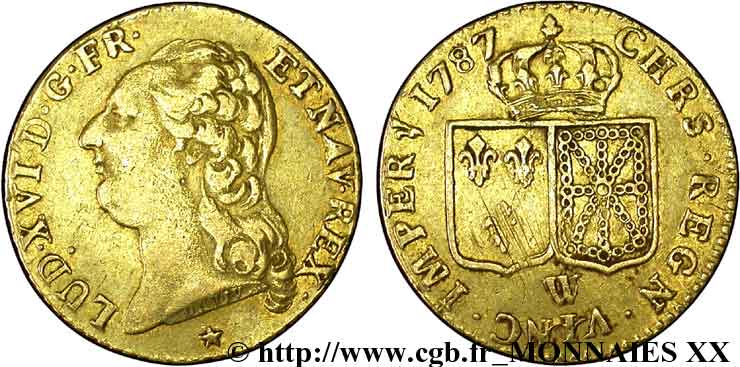 LOUIS XVI Louis d or aux écus accolés 1787 Lille BC+/MBC