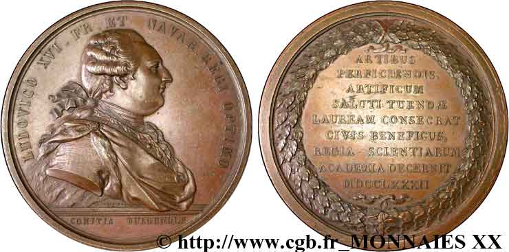 LOUIS XVI Médaille Br 73, Prix d’industrie à l’Académie des sciences SUP