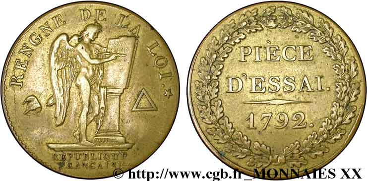 REVOLUTION COINAGE Essai pour le type conventionnel, module de 27 mm 1792  SS/fVZ